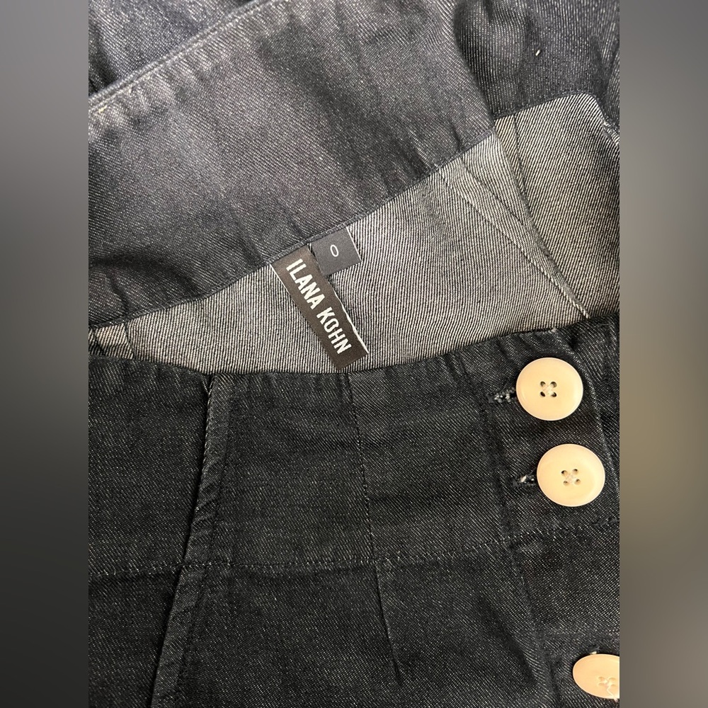 Ilana Kohn Mallin lightweight denim button front pencil A-line skirt sz 0 XS - Picture 5 of 6